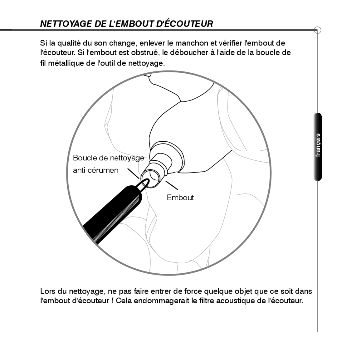 Shure SE530 manual Nettoyage DE Lembout Découteur 