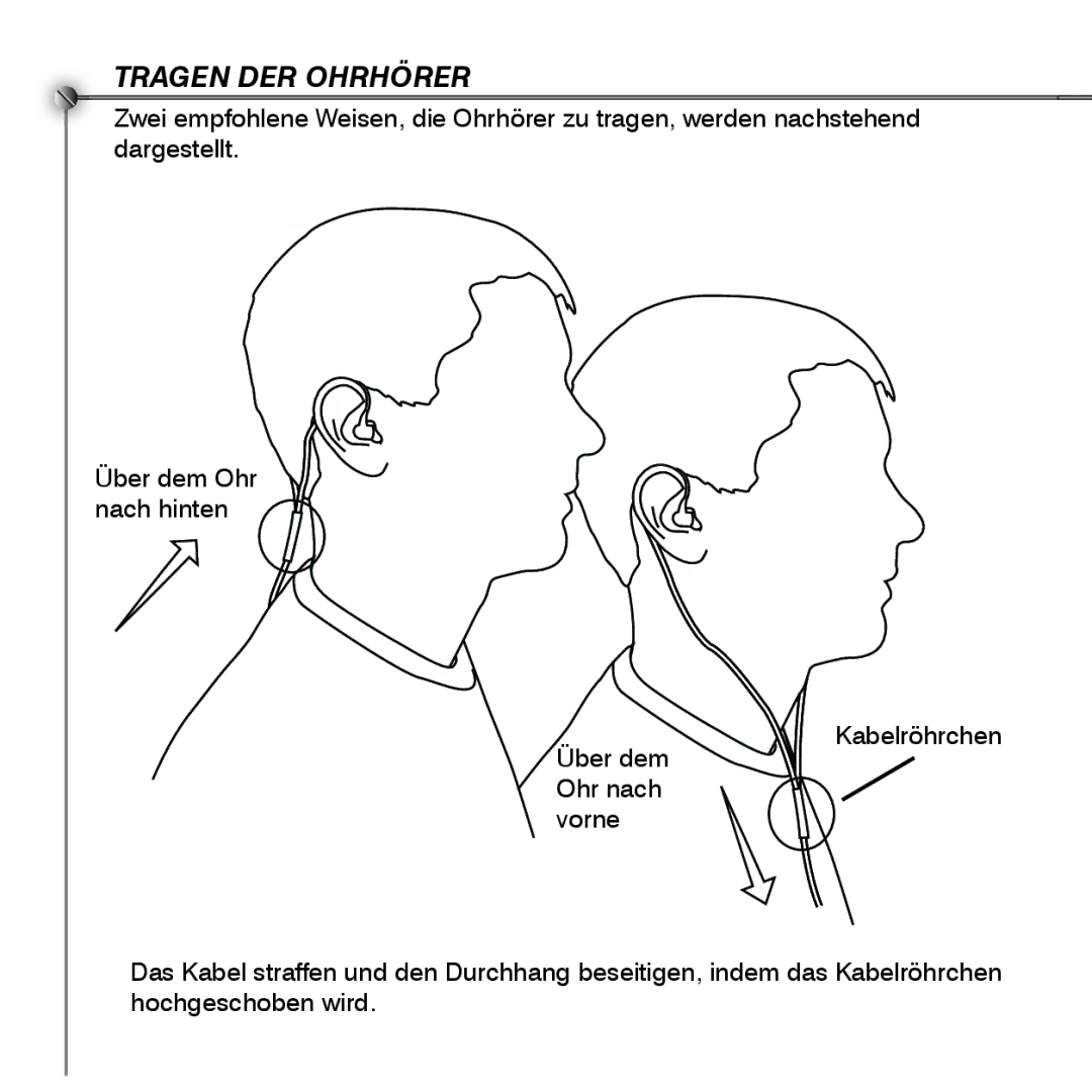 Shure SE530 manual Tragen DER Ohrhörer 