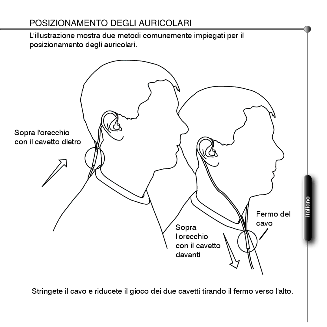 Shure SE530 manual Posizionamento Degli Auricolari 