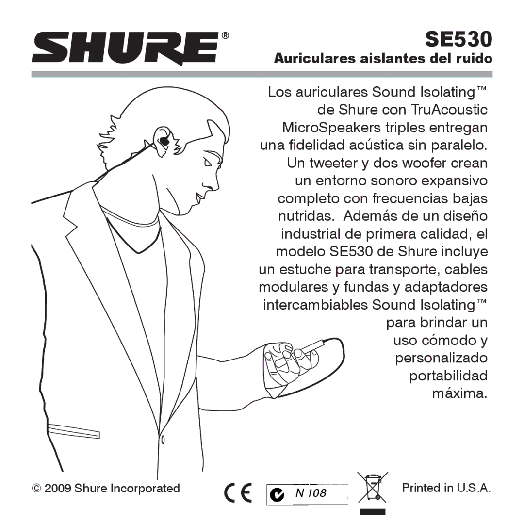 Shure SE530 manual Auriculares aislantes del ruido 