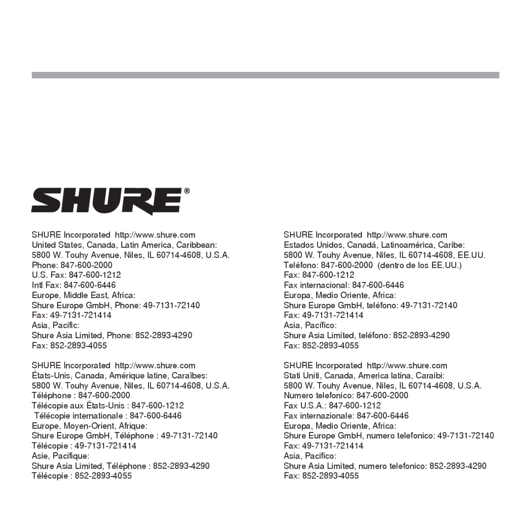 Shure SE530 manual 