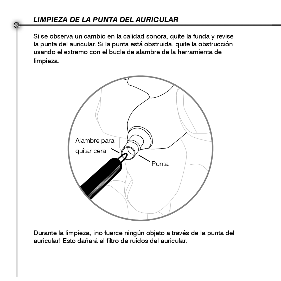 Shure SE530 manual Limpieza De La Punta Del Auricular 