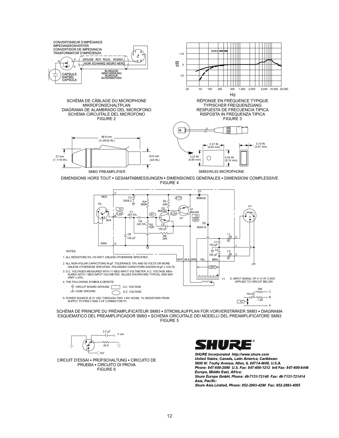 Shure SM93, WL-93 manual 6035$03/,,5 60/0,&523+21 