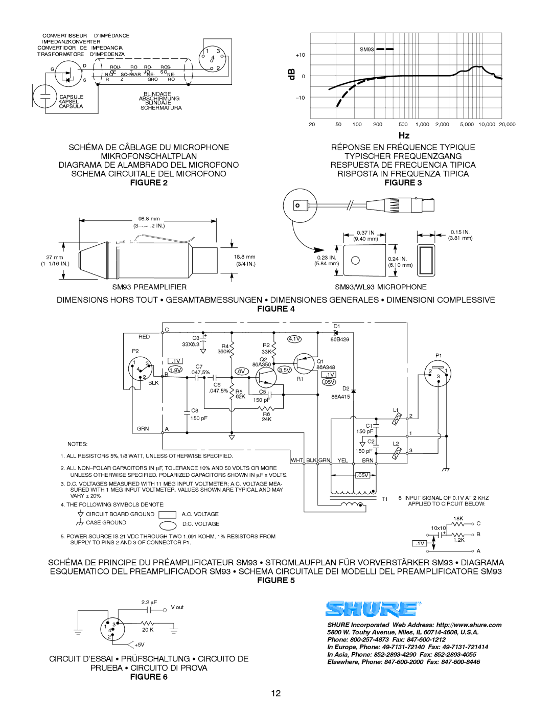 Shure SM93, WL93T, WL93-6T manual Blindage Abschirmung Blindaje Schermatura 