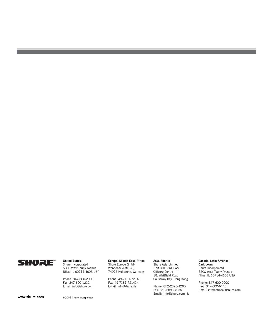 Shure SRH750DJ manual Caribbean 