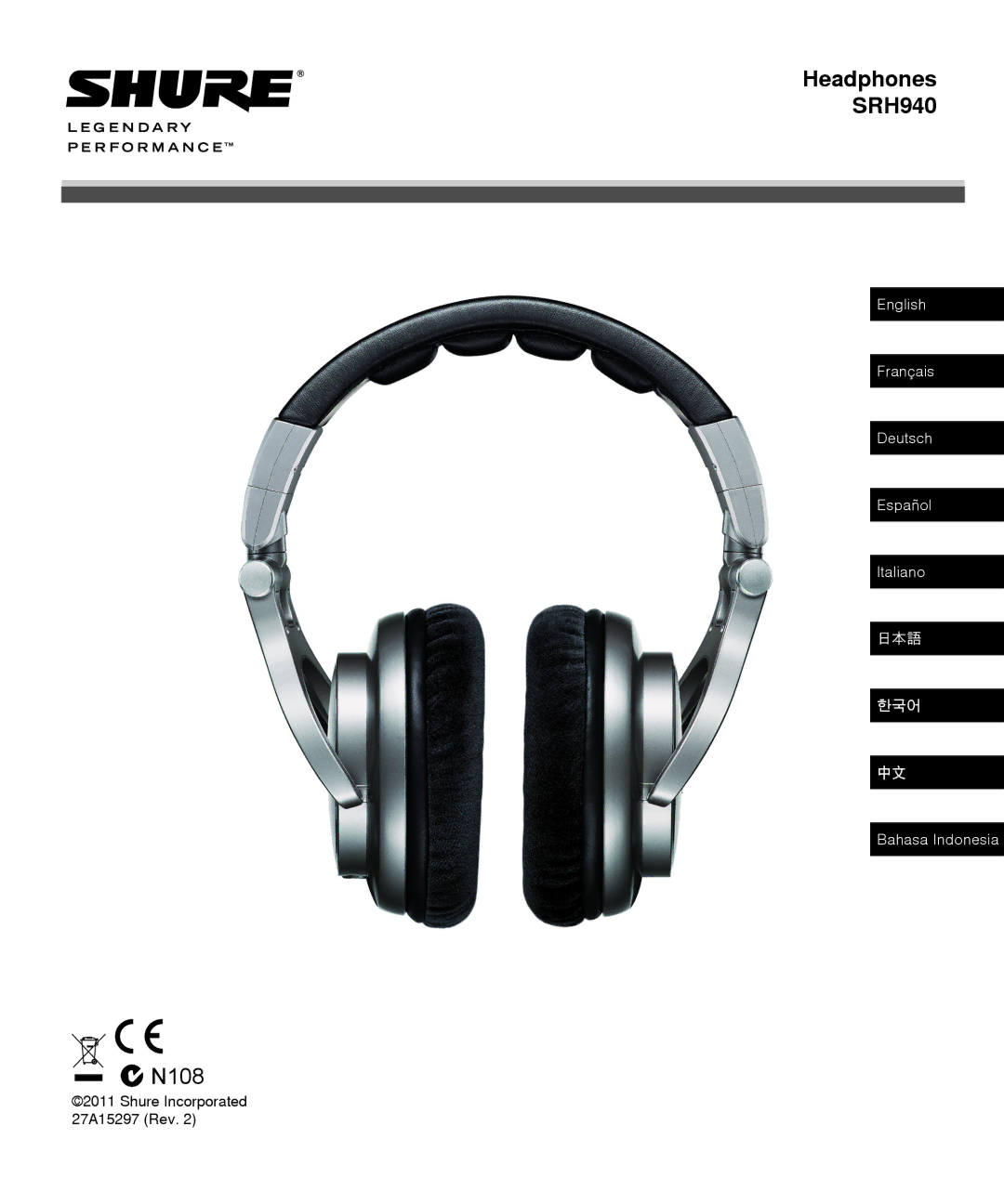 Shure manual Headphones SRH940 