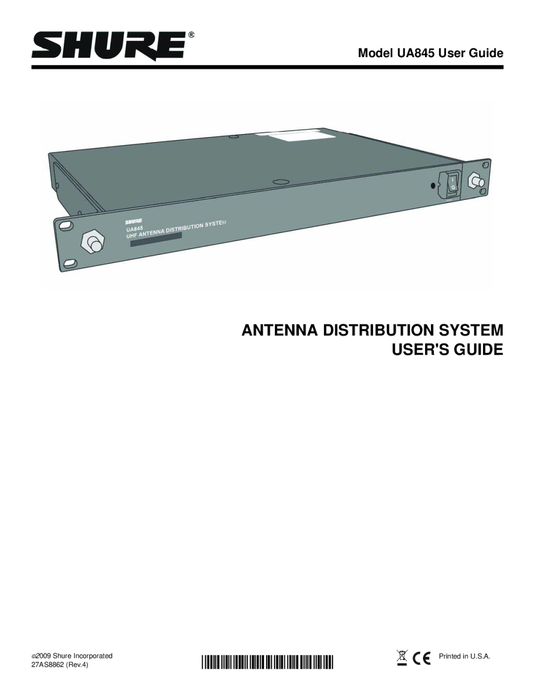 Shure UA845 manual Antenna Distribution System Users Guide 