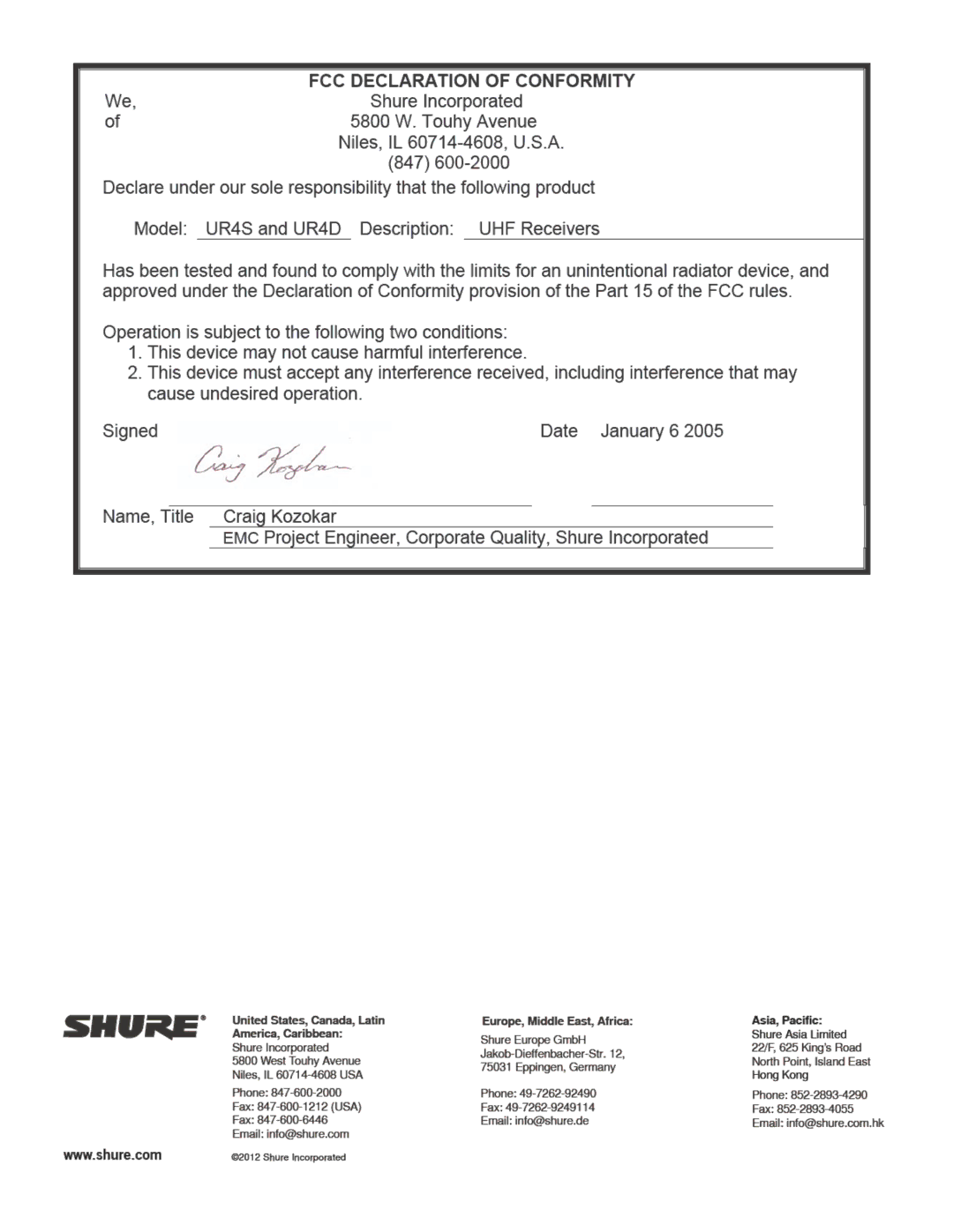 Shure UHF-R manual 