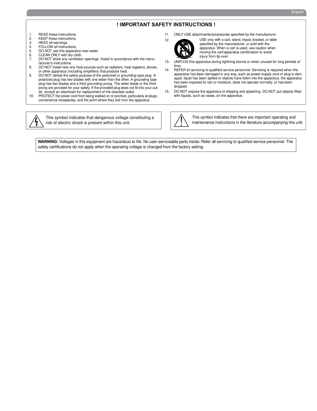 Shure UHF manual Important Safety Instructions 