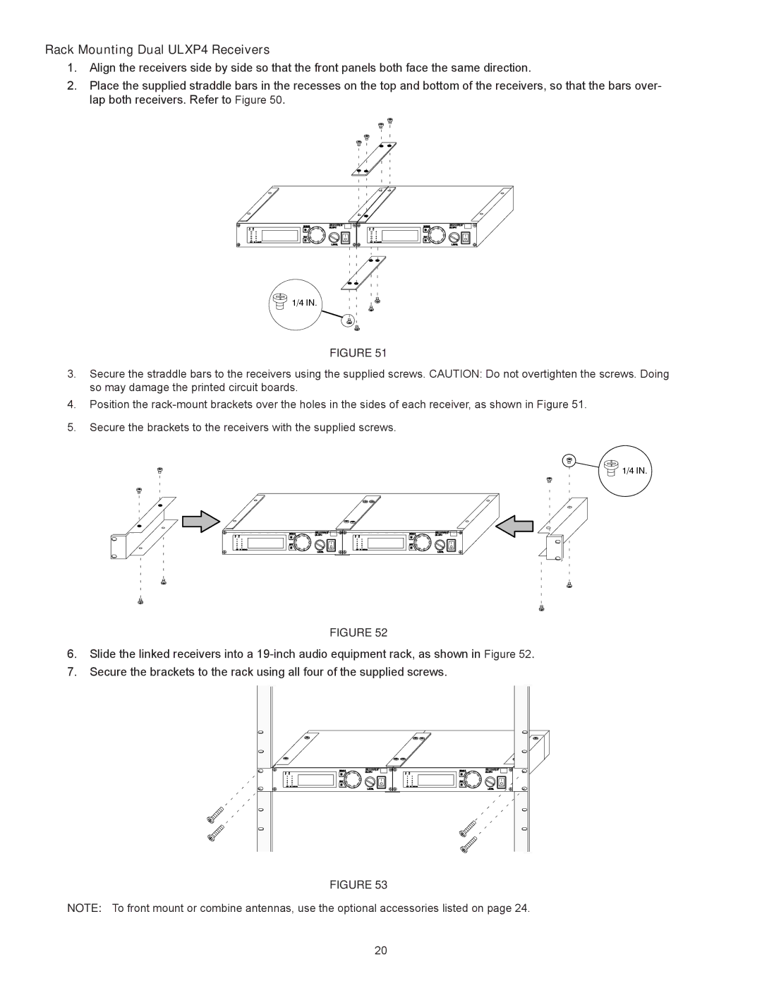 Shure manual Rack Mounting Dual ULXP4 Receivers 