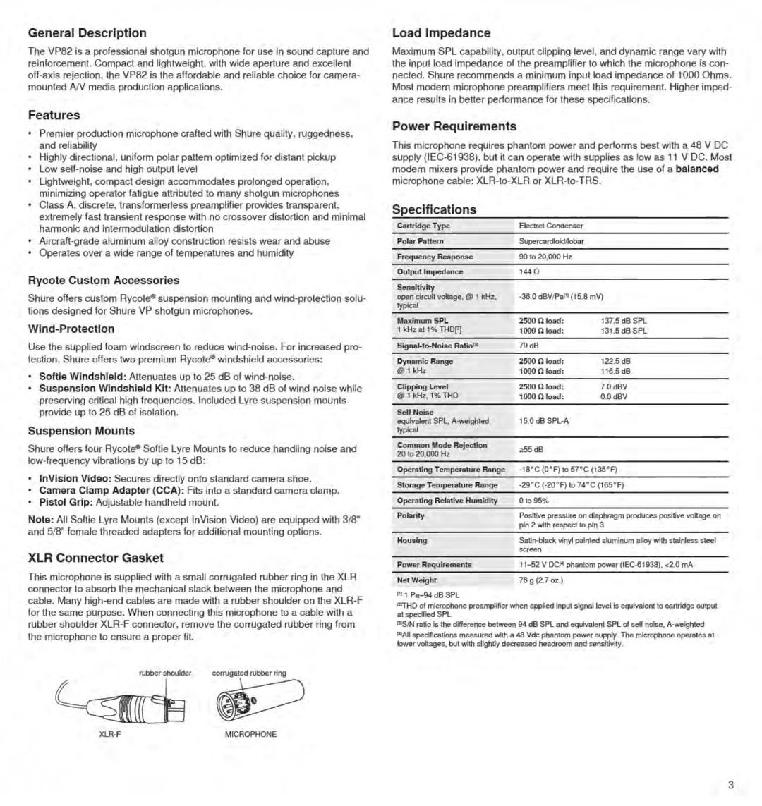 Shure VP82 manual 