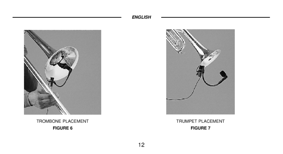 Shure WB98H/C manual Trombone Placement Trumpet Placement 