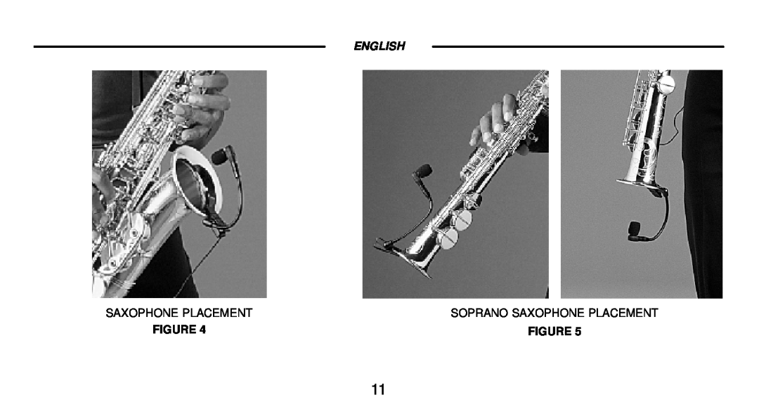 Shure WB98H/C manual English, Soprano Saxophone Placement 