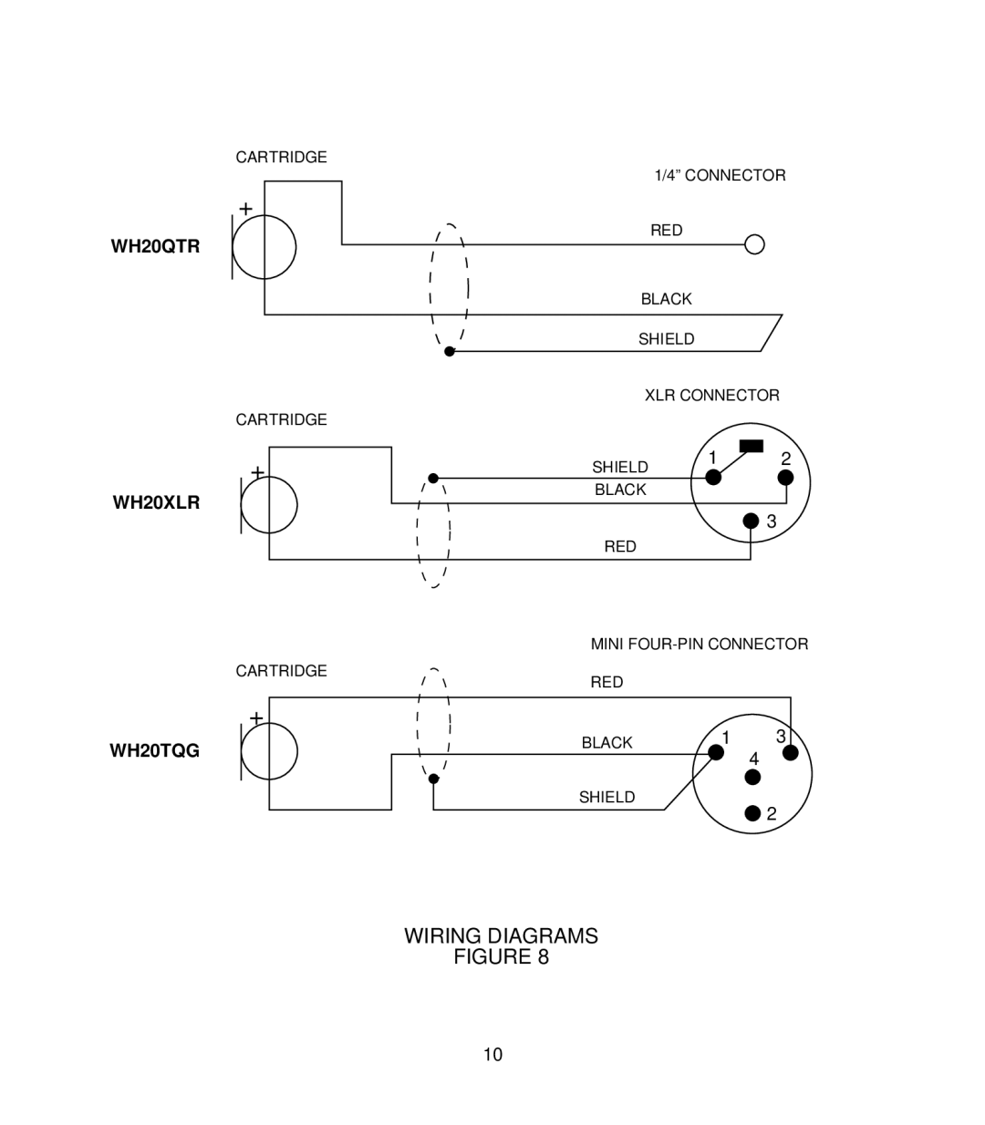 Shure WH20 manual Wiring Diagrams 