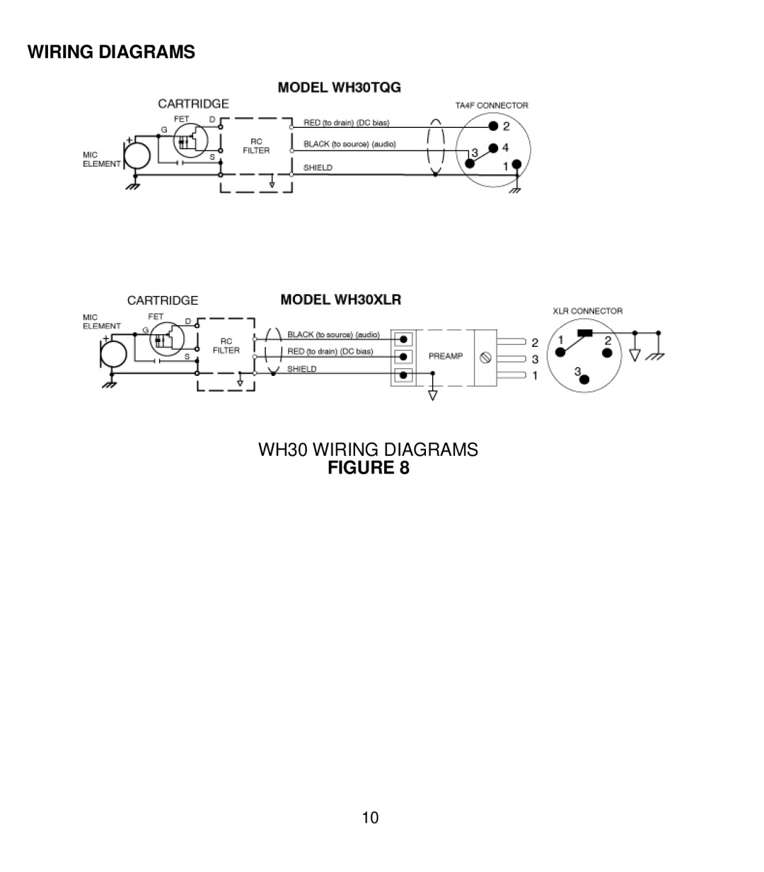 Shure manual WH30 Wiring Diagrams 