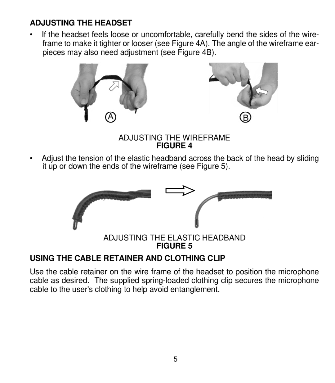 Shure WH30 manual Adjusting the Headset, Adjusting the Wireframe, Adjusting the Elastic Headband 