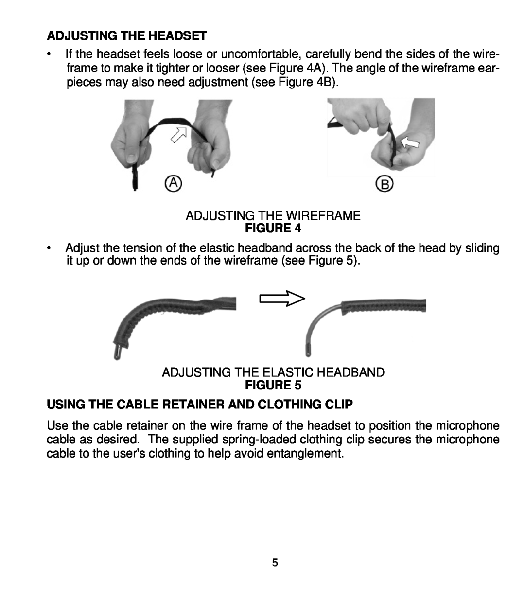 Shure WH30 manual Adjusting The Headset, Figure Using The Cable Retainer And Clothing Clip 