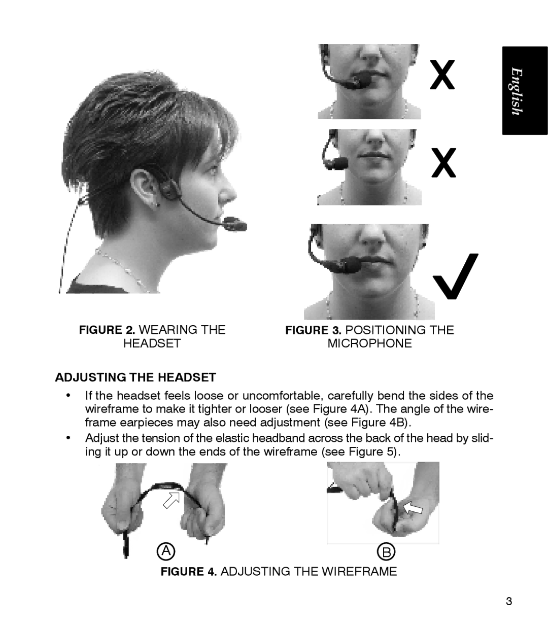 Shure WH30XLR manual Wearing, Adjusting the Headset 