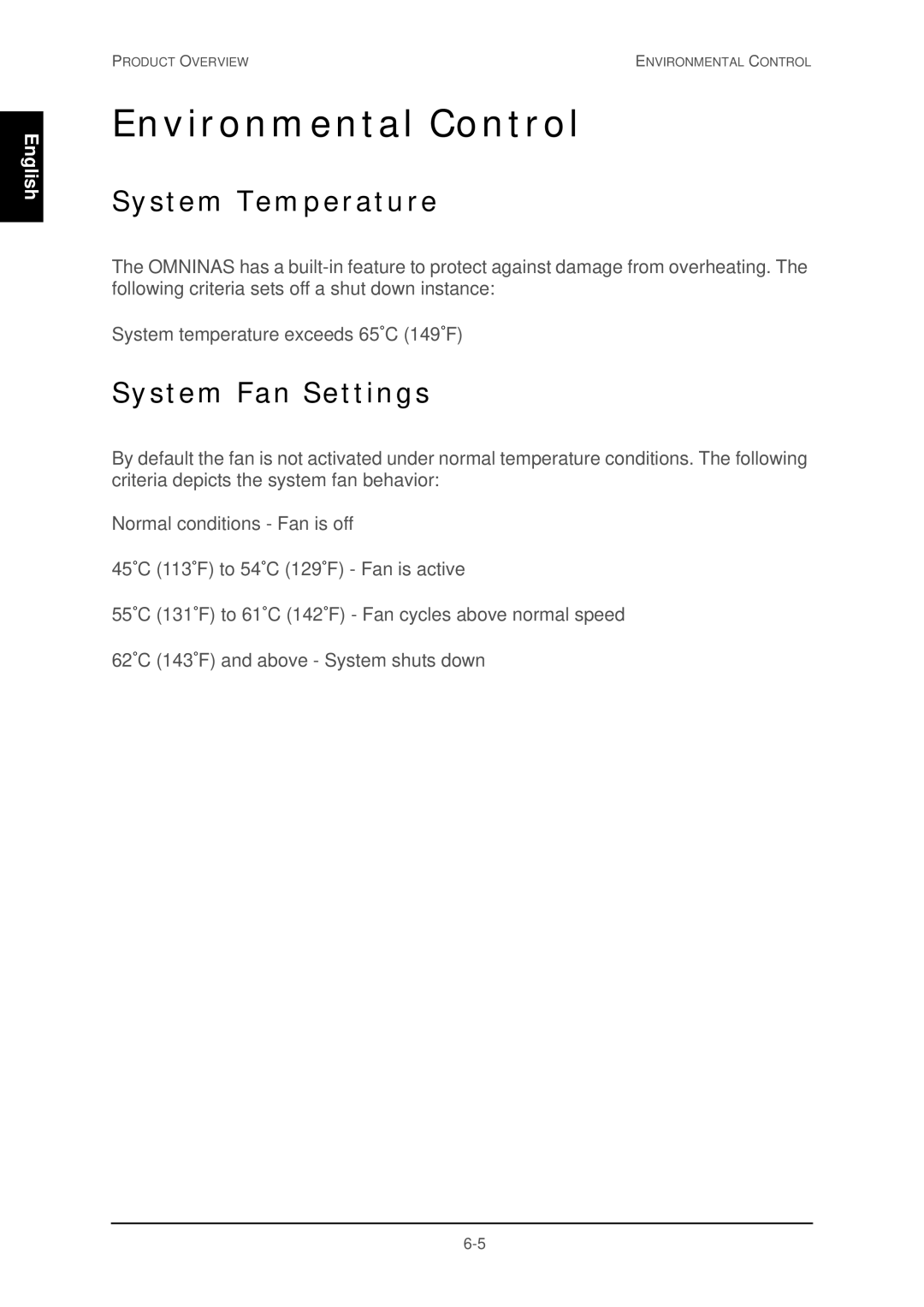 Shuttle Computer Group 74RKD20005SHU001 user manual Environmental Control, System Temperature, System Fan Settings 