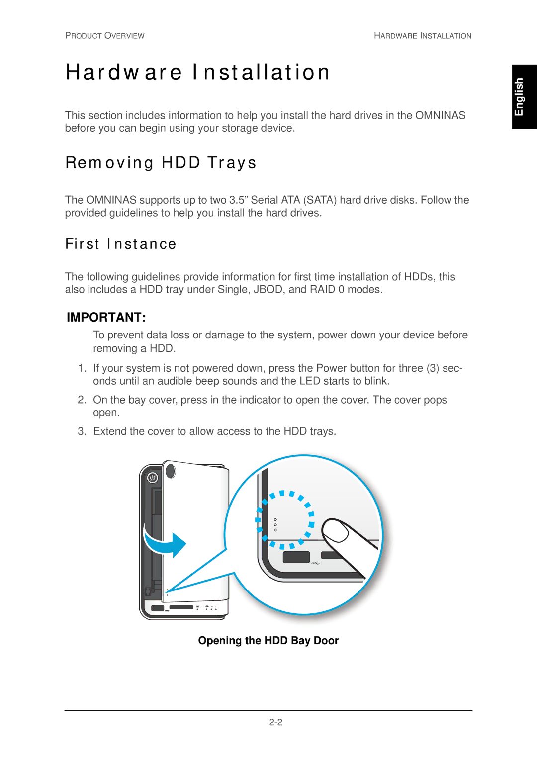 Shuttle Computer Group 74RKD20005SHU001 user manual Hardware Installation, Removing HDD Trays, First Instance 