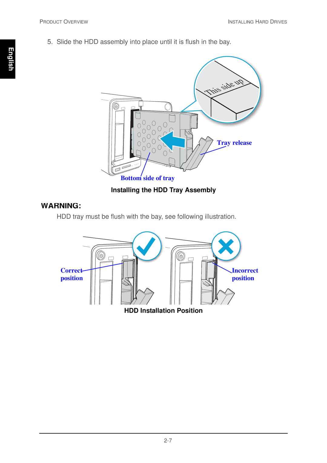 Shuttle Computer Group 74RKD20005SHU001 user manual Installing the HDD Tray Assembly, HDD Installation Position 