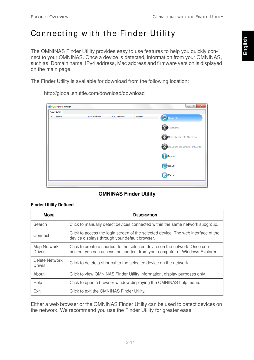 Shuttle Computer Group 74RKD20005SHU001 Connecting with the Finder Utility, Omninas Finder Utility, Finder Utility Defined 