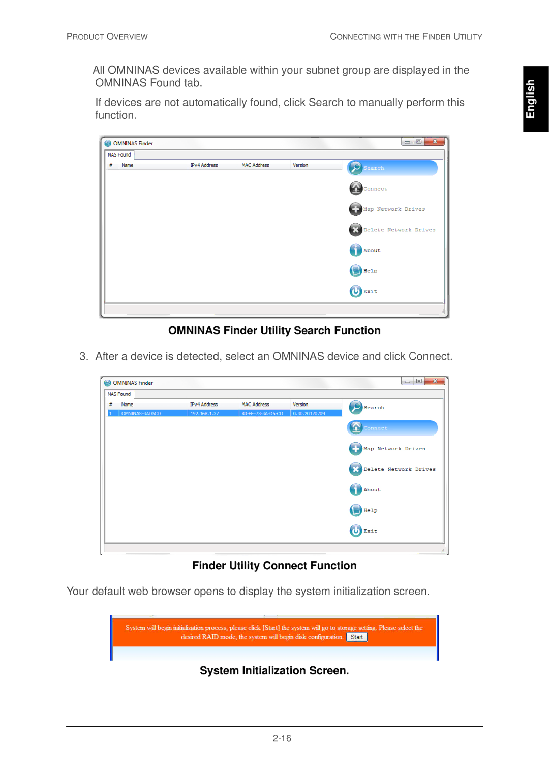 Shuttle Computer Group 74RKD20005SHU001 user manual Omninas Finder Utility Search Function, Finder Utility Connect Function 