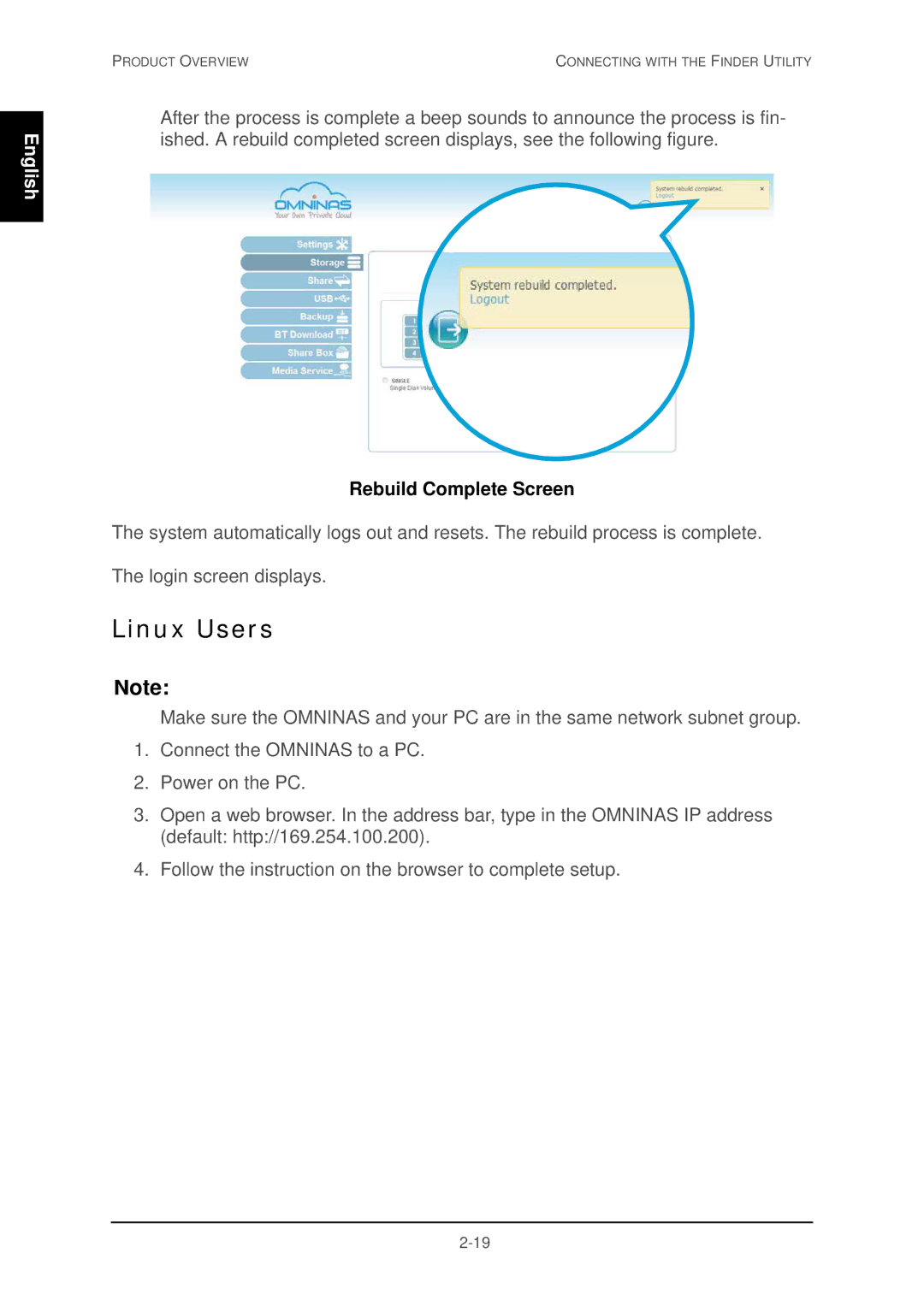 Shuttle Computer Group 74RKD20005SHU001 user manual Linux Users, Rebuild Complete Screen 