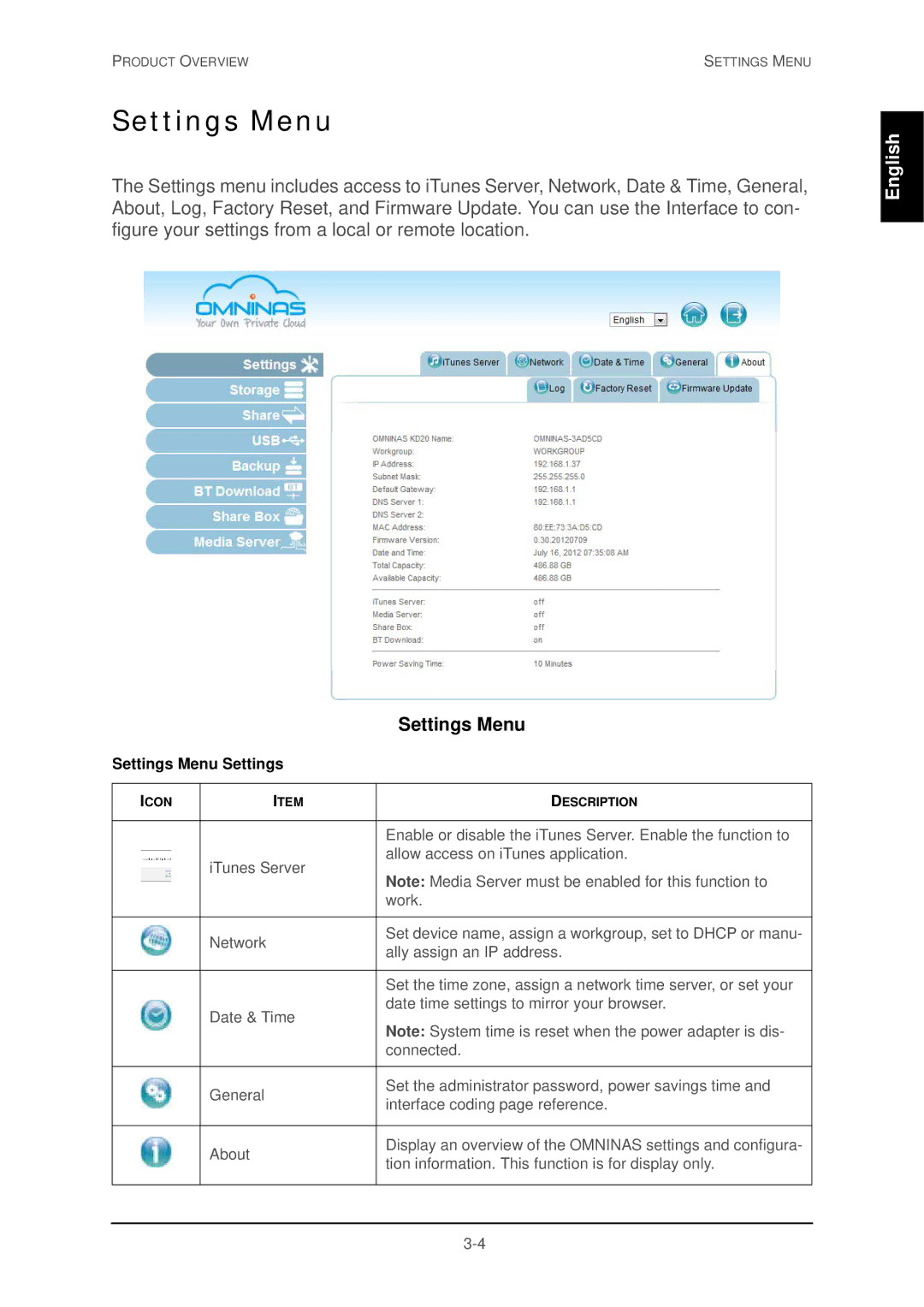 Shuttle Computer Group 74RKD20005SHU001 user manual Settings Menu Settings 