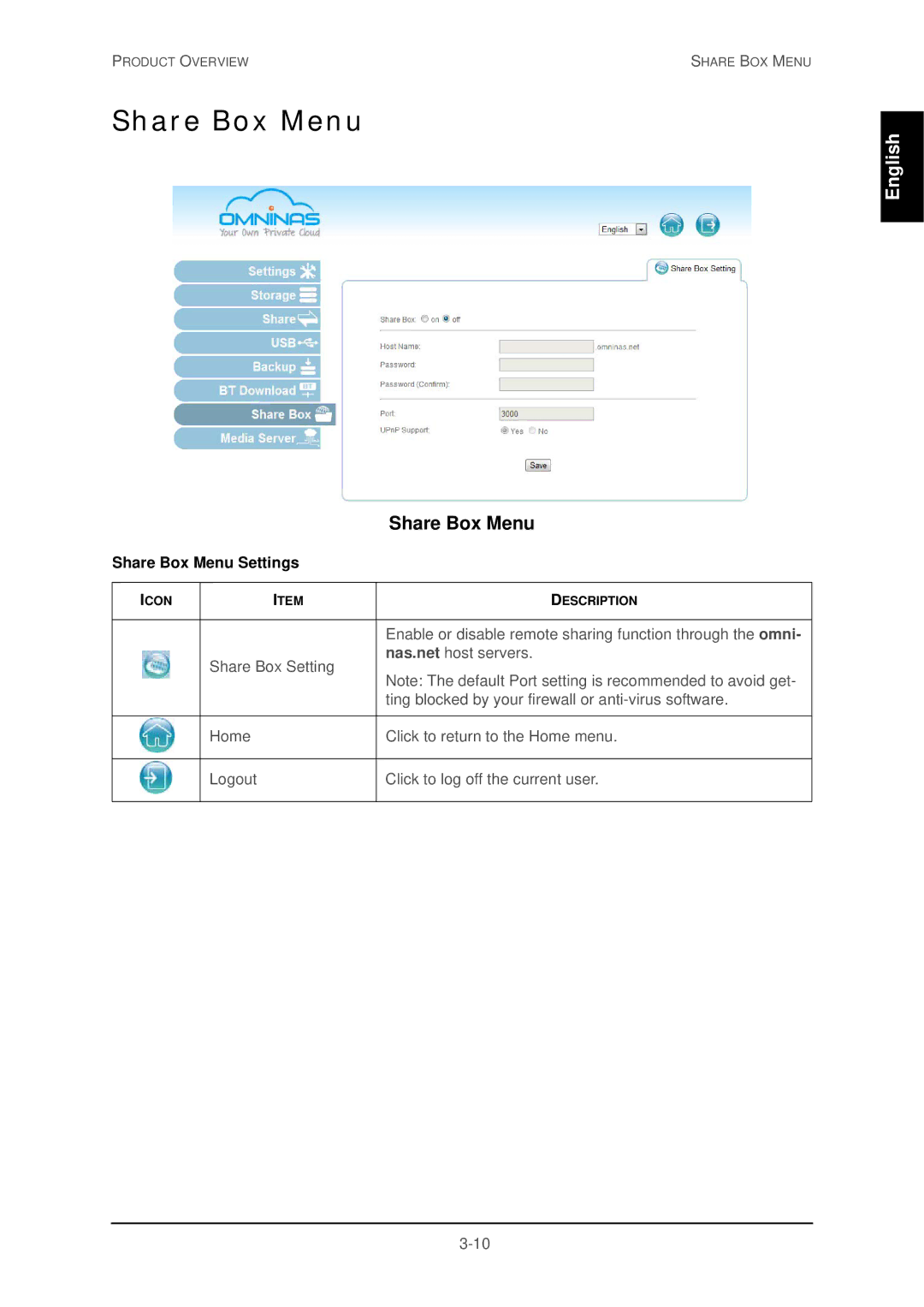 Shuttle Computer Group 74RKD20005SHU001 user manual Share Box Menu Settings 