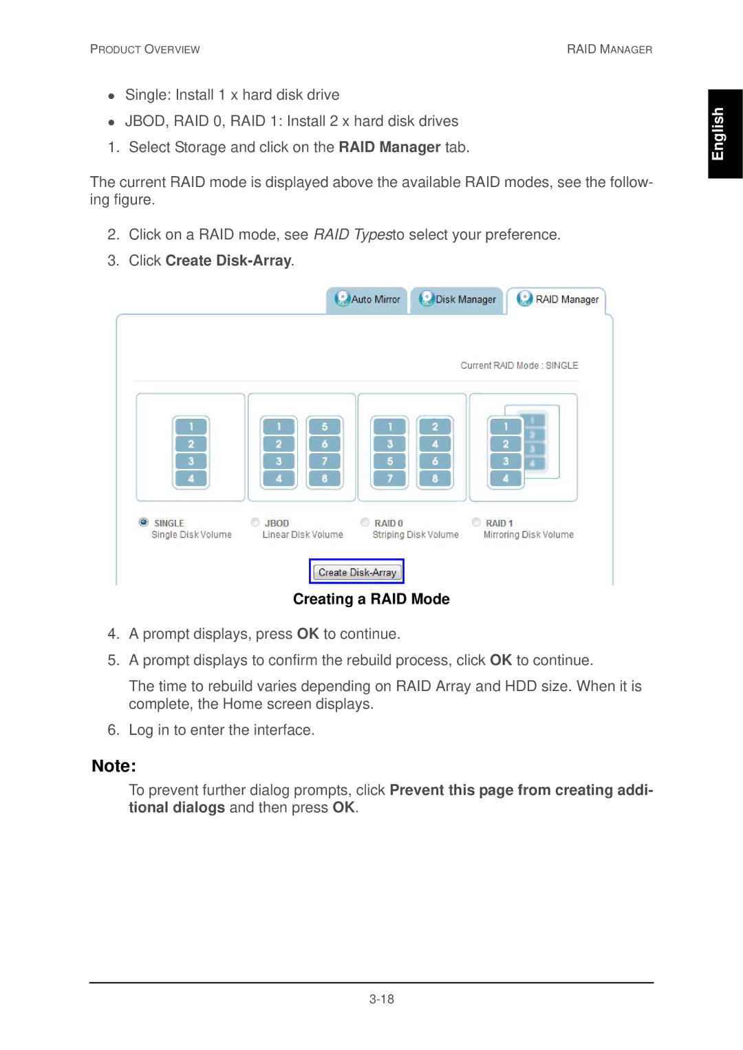 Shuttle Computer Group 74RKD20005SHU001 user manual Click Create Disk-Array, Creating a RAID Mode 