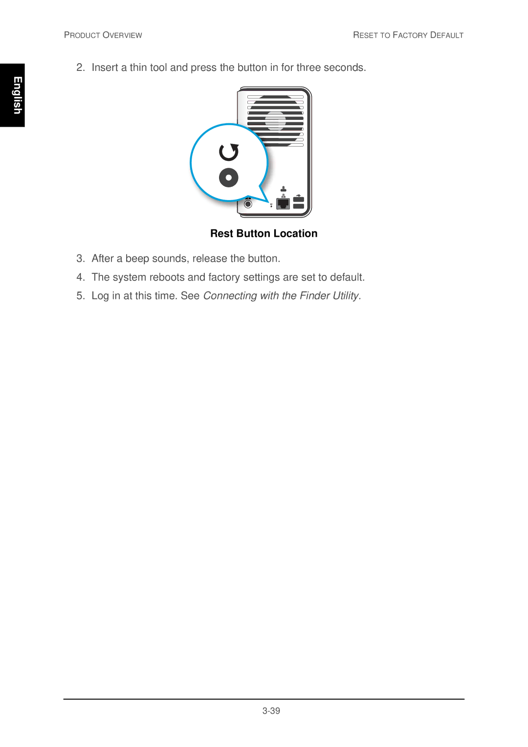 Shuttle Computer Group 74RKD20005SHU001 user manual Rest Button Location 