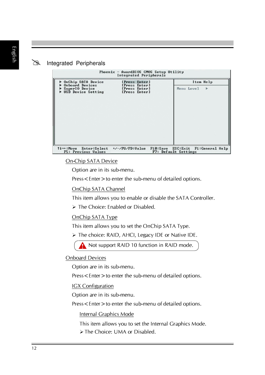 Shuttle Computer Group SA76 manual  Integrated Peripherals 