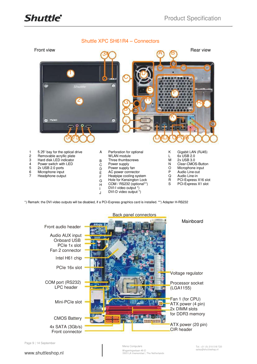 Shuttle Computer Group SH61R4 manual Lmln Opqb, 9 14 September 