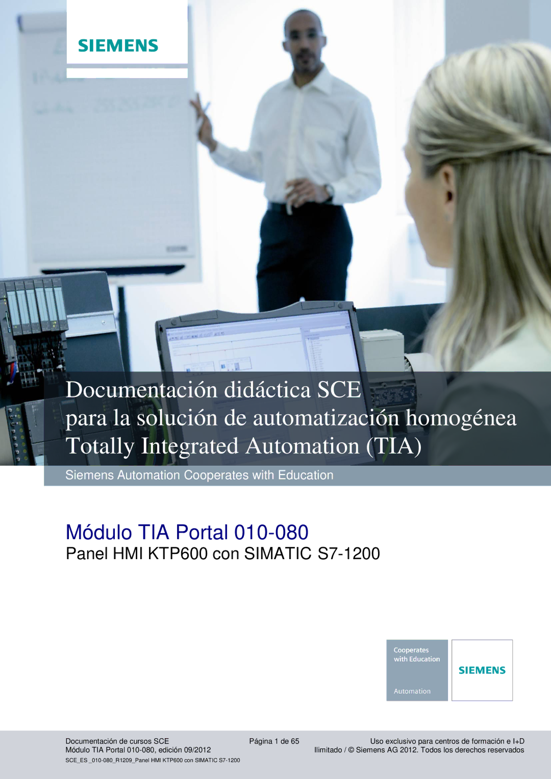 Siemens 010-080 manual Documentación didáctica SCE 