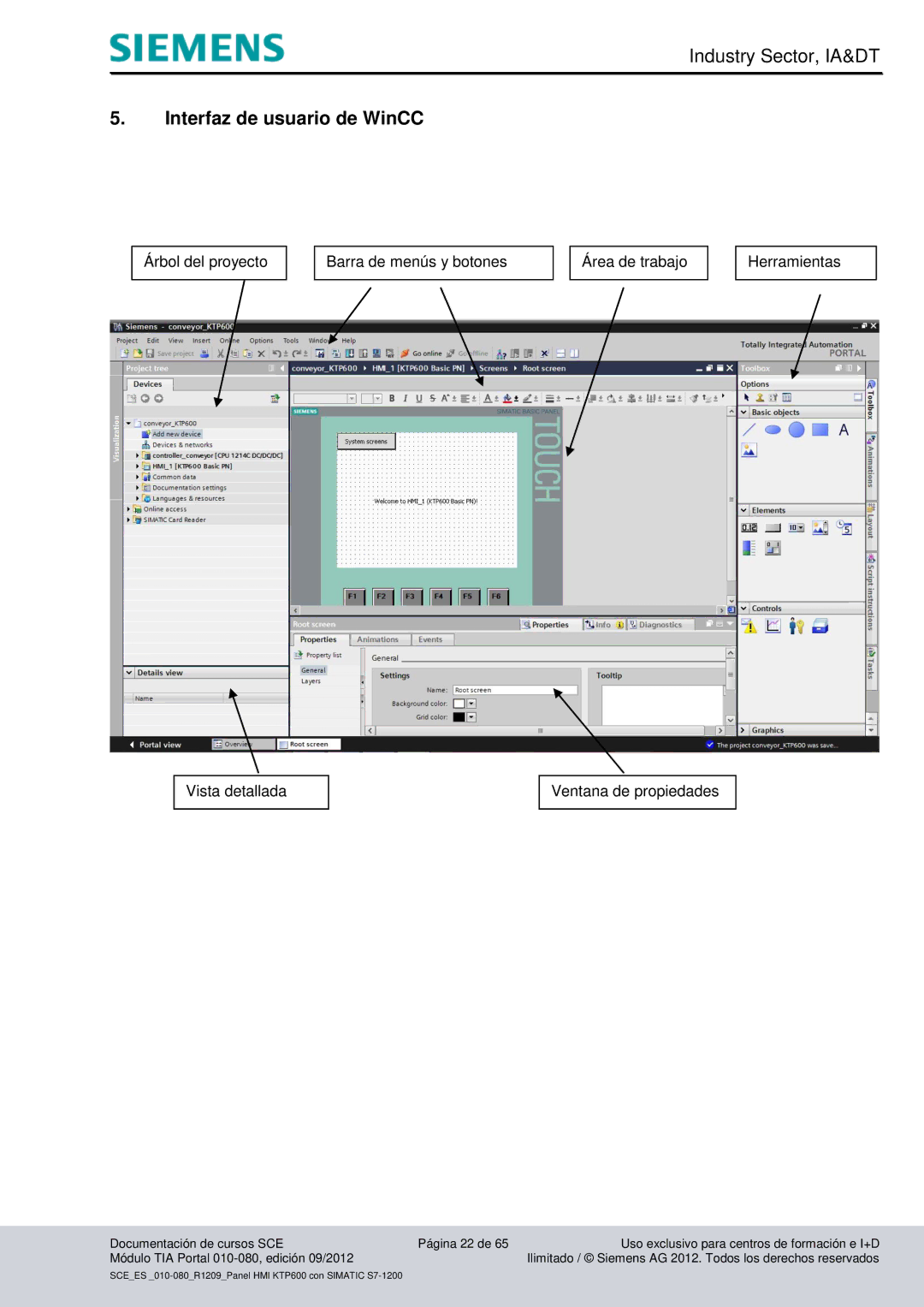 Siemens 010-080 manual Interfaz de usuario de WinCC 