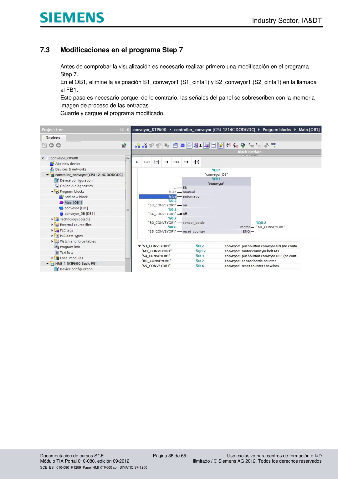 Siemens 010-080 manual Modificaciones en el programa Step 