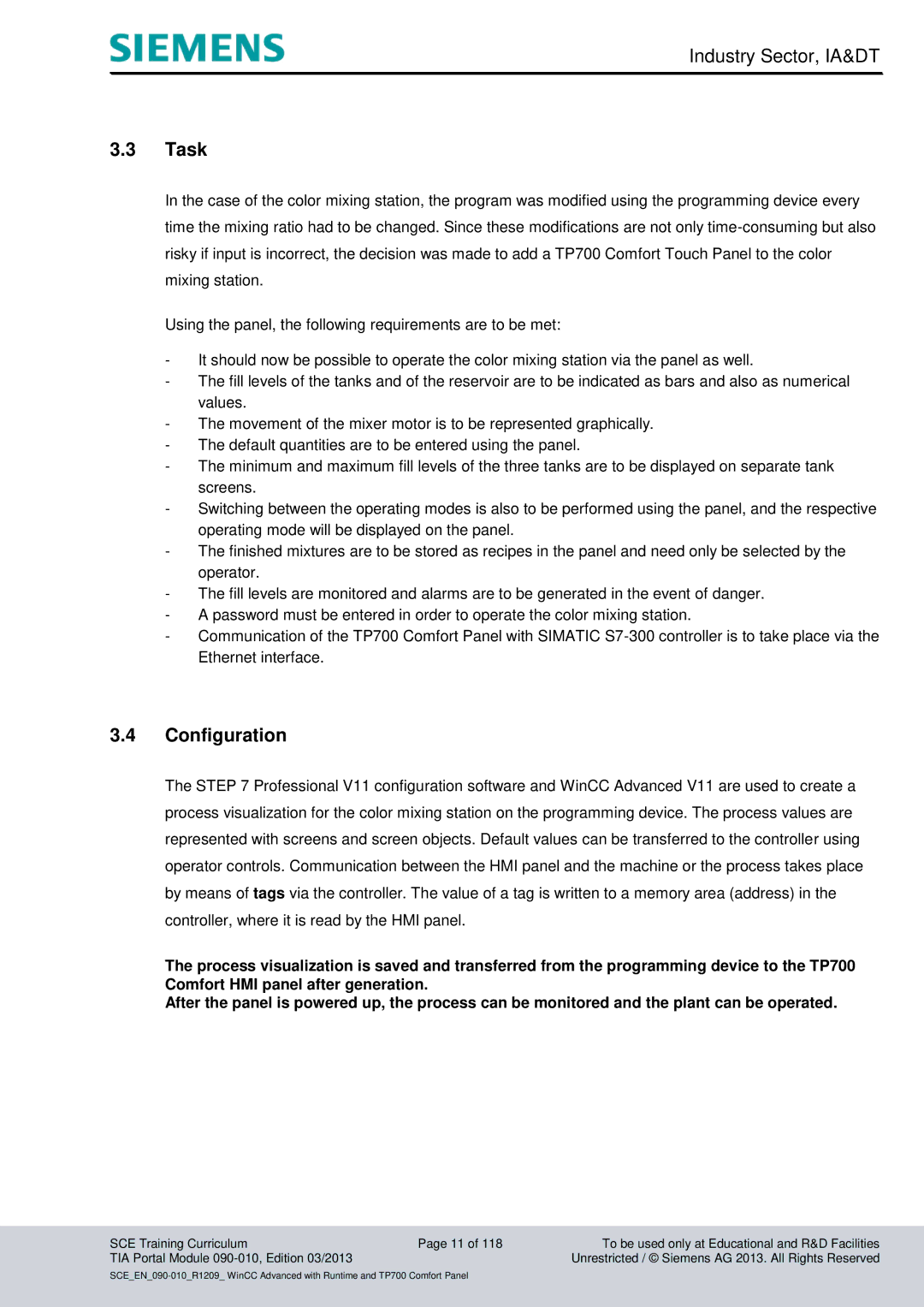 Siemens 090-010 manual Task, Configuration 