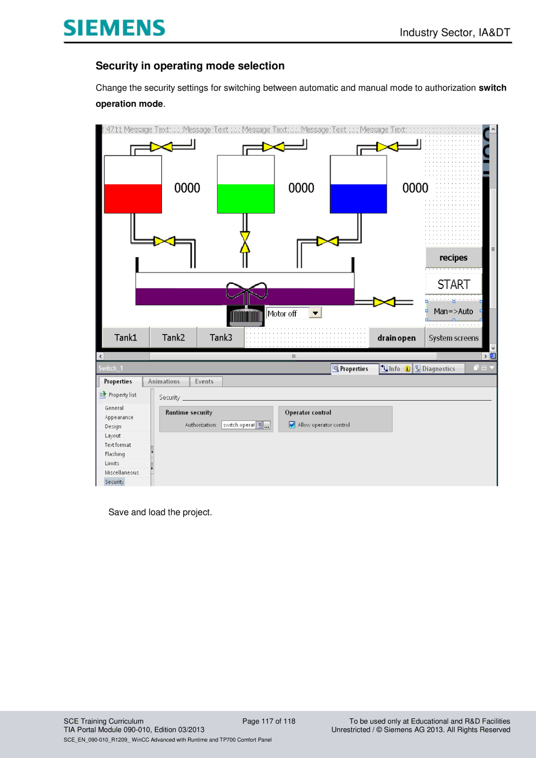 Siemens 090-010 manual Security in operating mode selection, Operation mode 