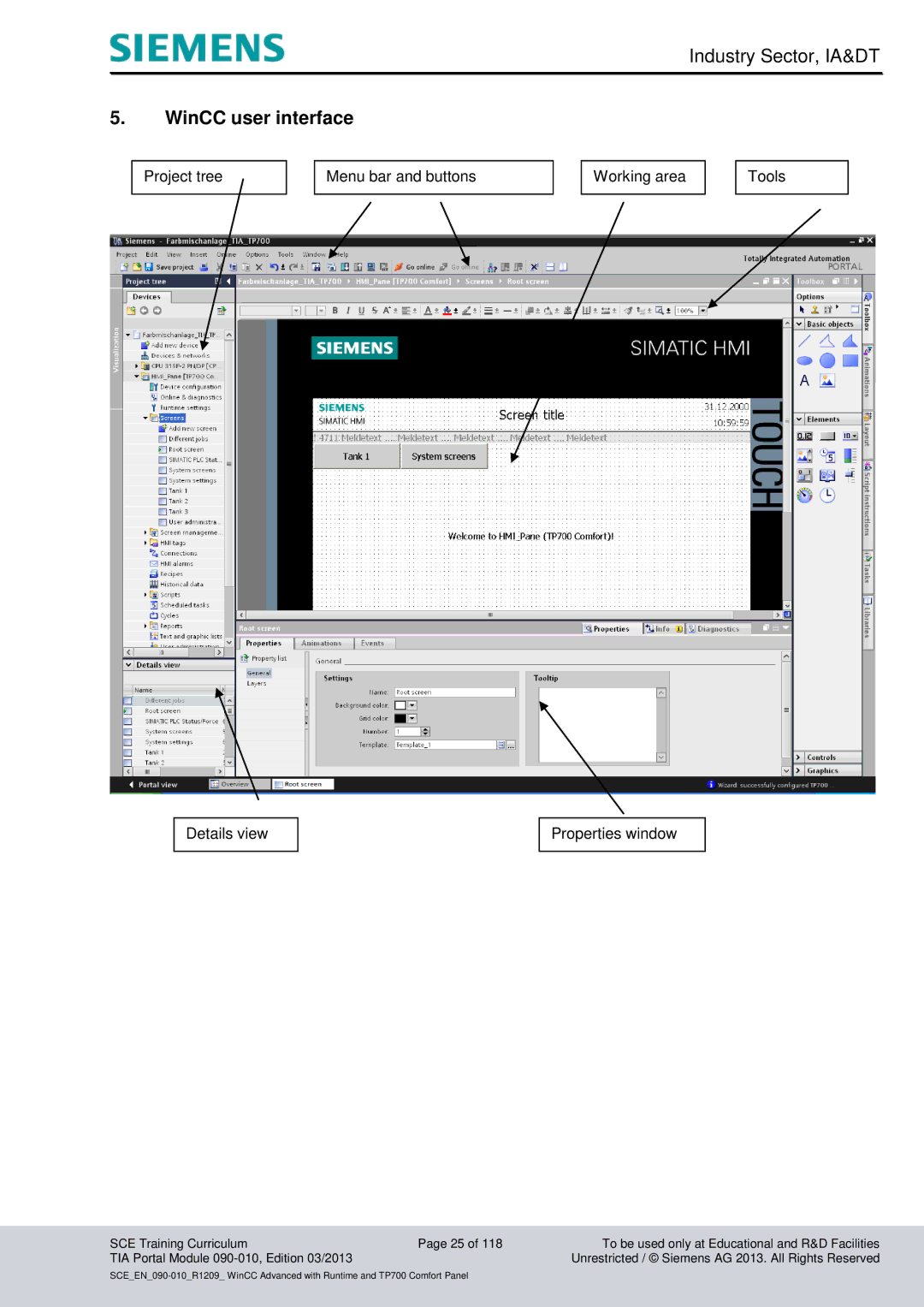 Siemens 090-010 manual WinCC user interface 