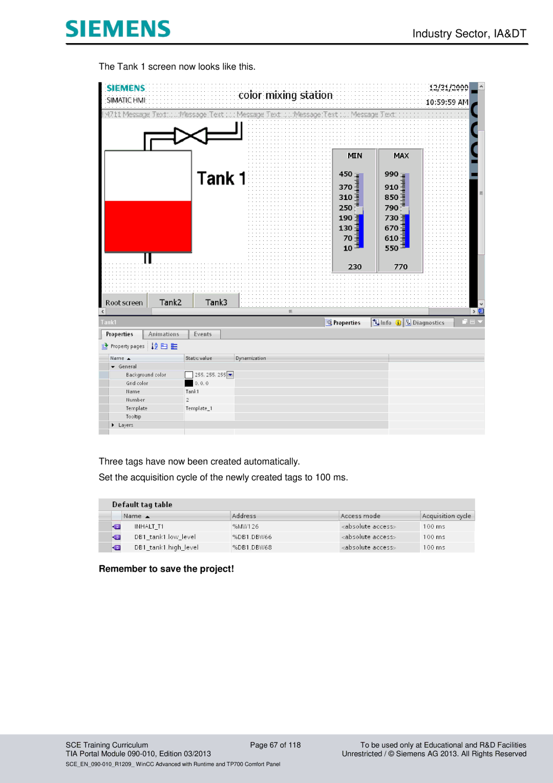 Siemens 090-010 manual Remember to save the project 