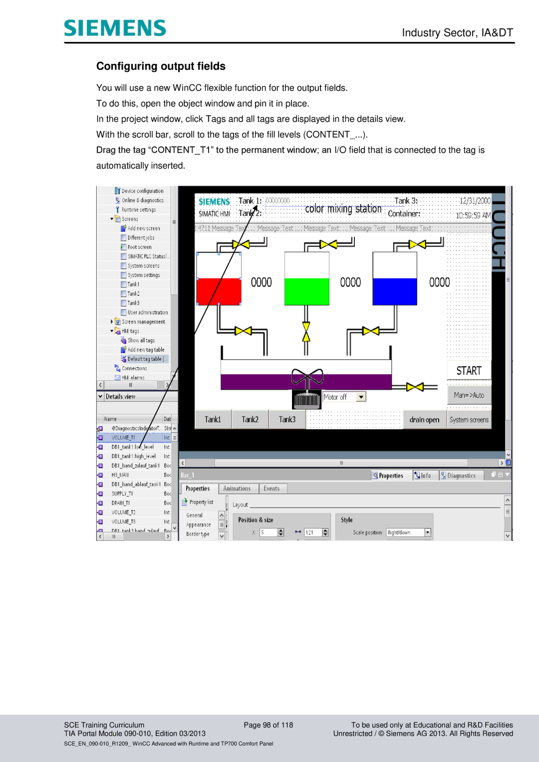 Siemens 090-010 manual Configuring output fields 