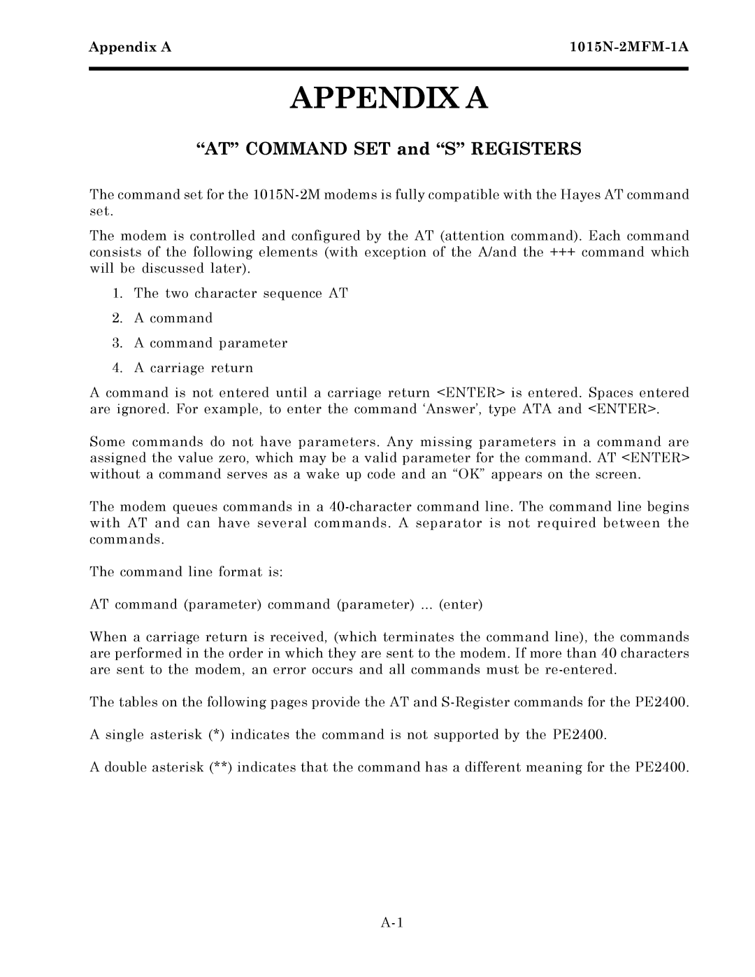 Siemens 1015N-2MFM-1A manual Appendix a, AT Command SET and S Registers 