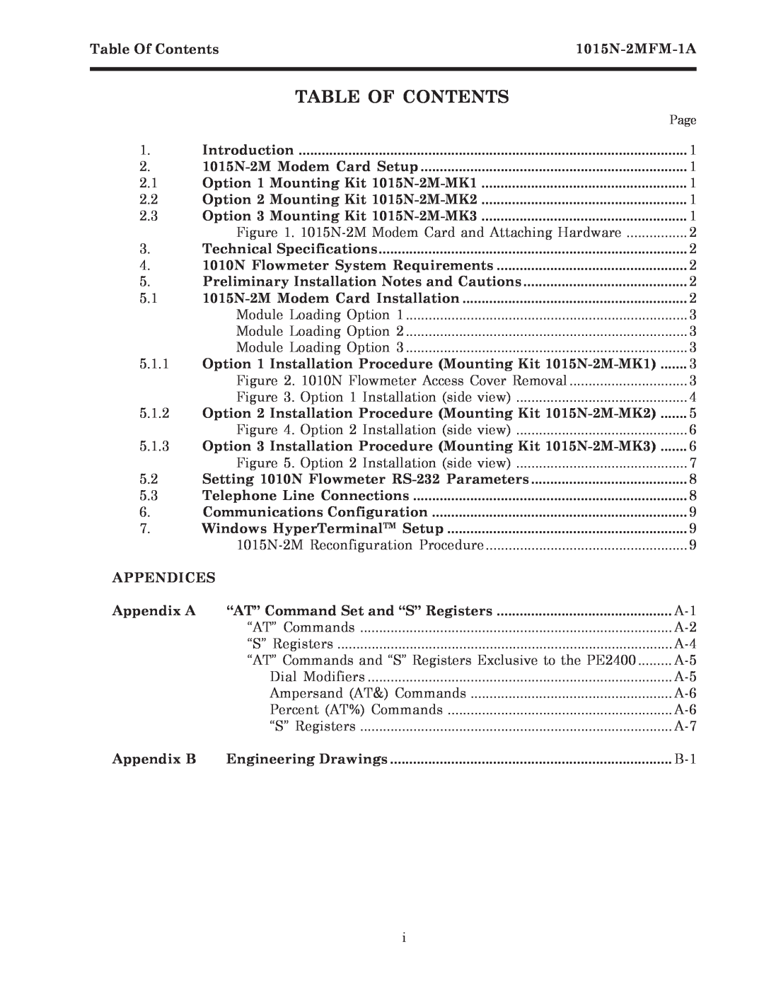 Siemens 1015N-2MFM-1A manual Table Of Contents, Page 