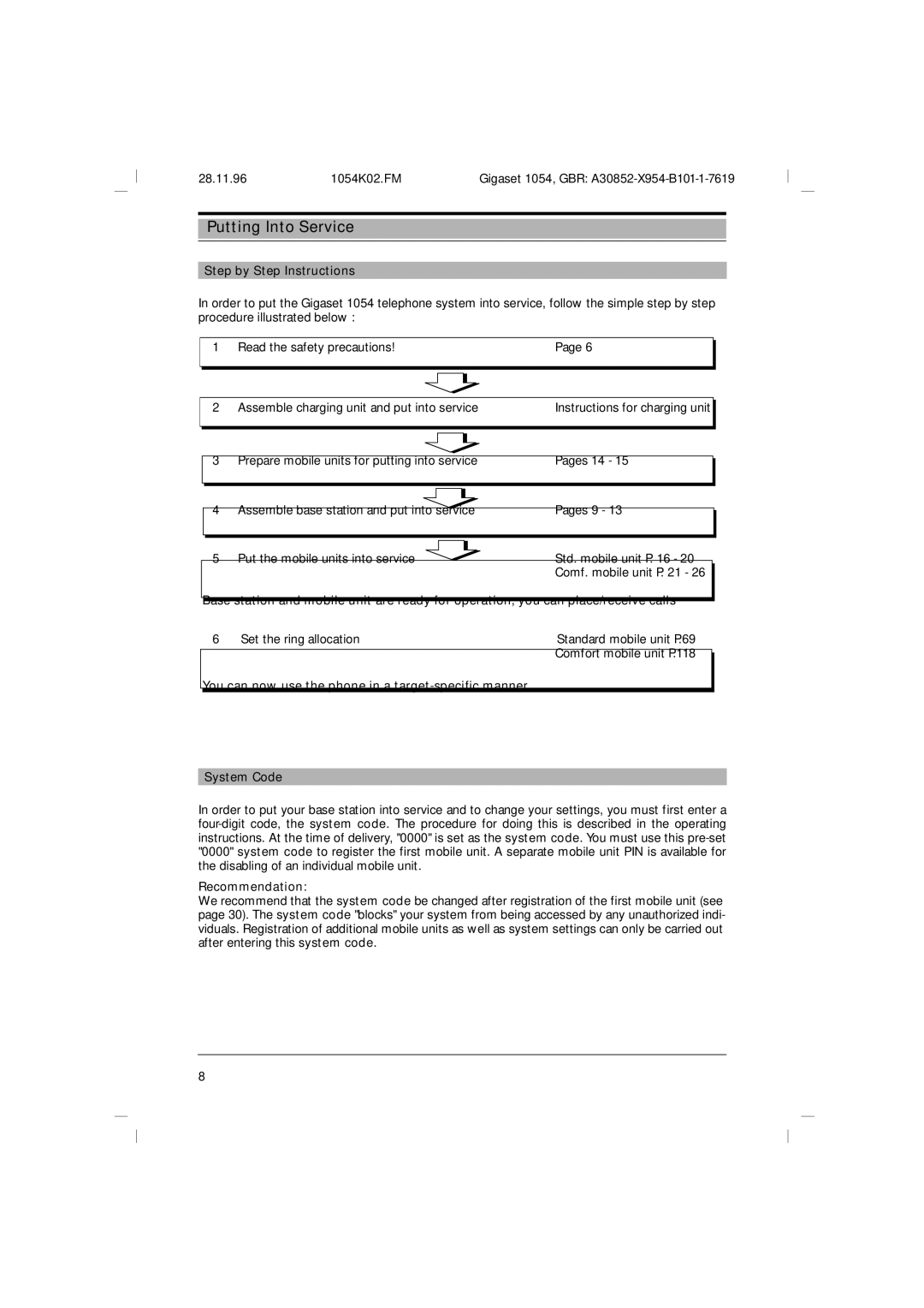 Siemens 1054 operating instructions Step by Step Instructions, Recommendation 