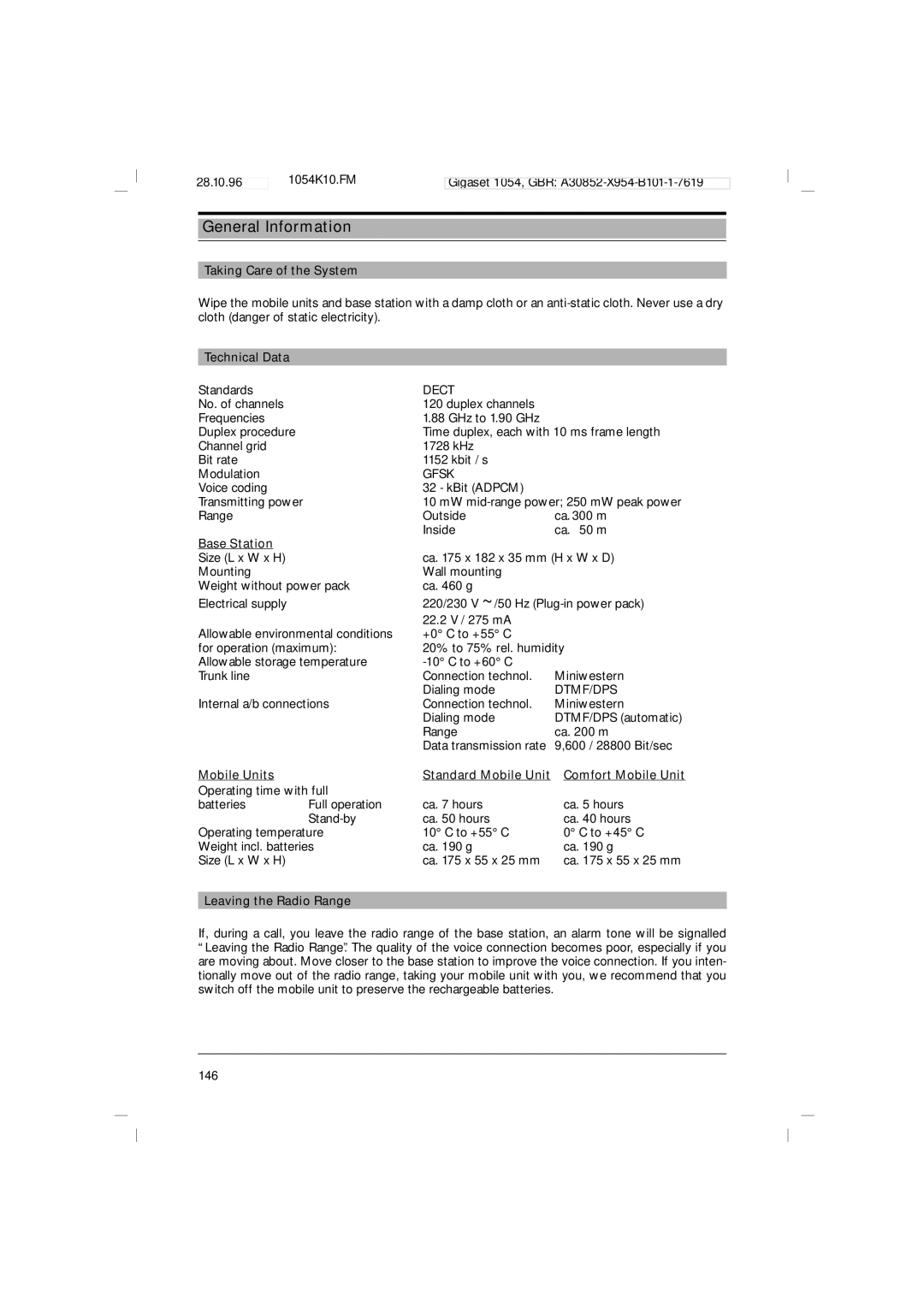 Siemens 1054 operating instructions General Information 