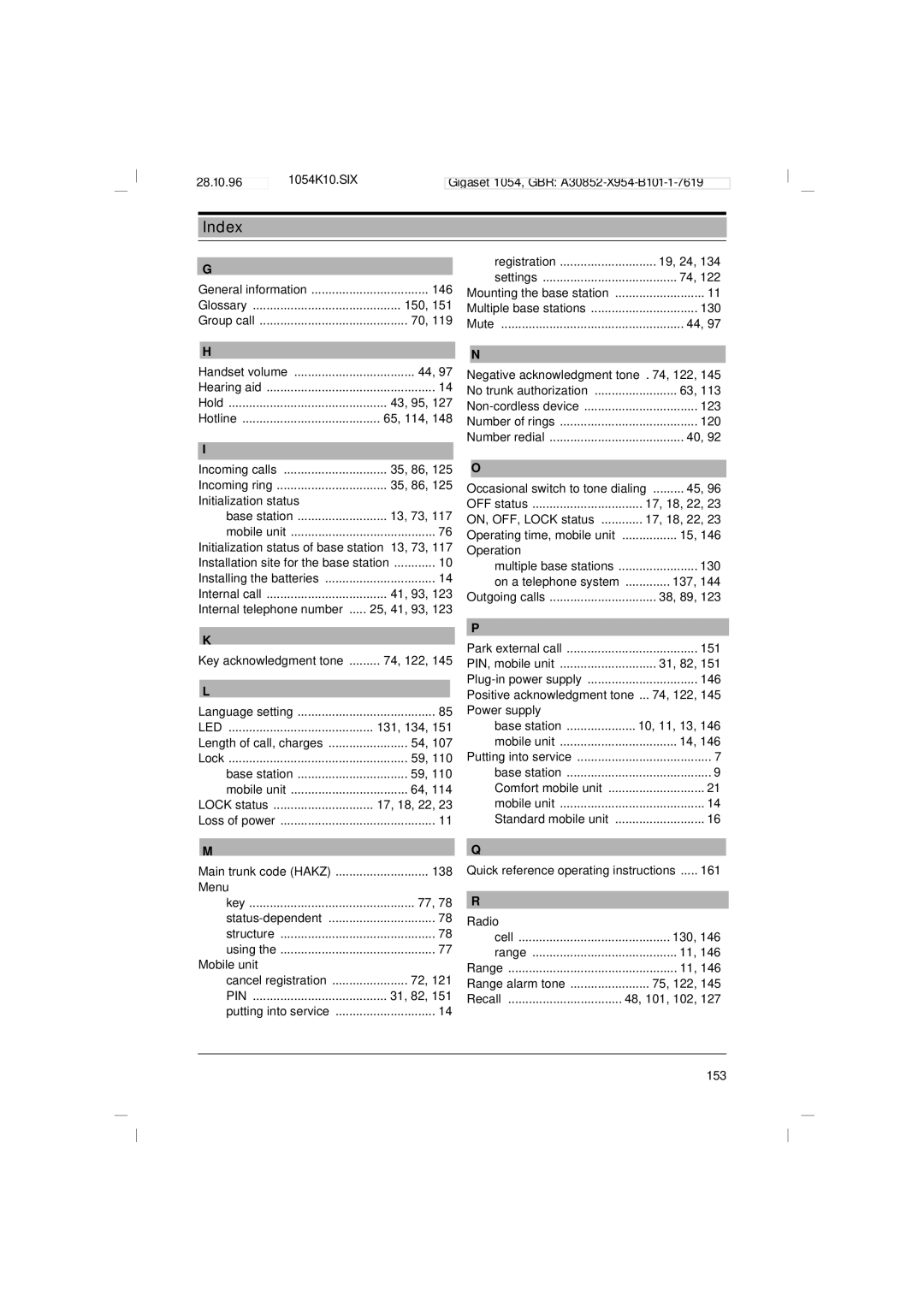 Siemens 1054 operating instructions Hold 43, 95 