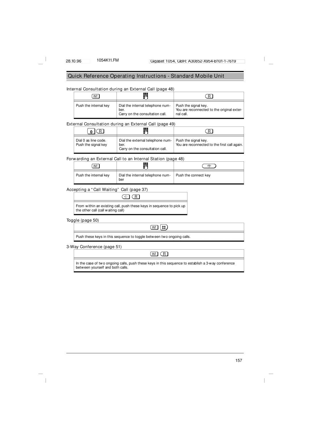 Siemens 1054 Internal Consultation during an External Call, External Consultation during an External Call 