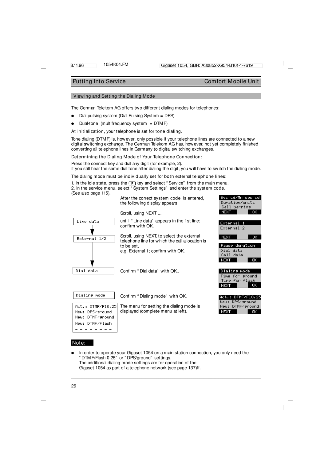 Siemens 1054 operating instructions At initialization, your telephone is set for tone dialing 