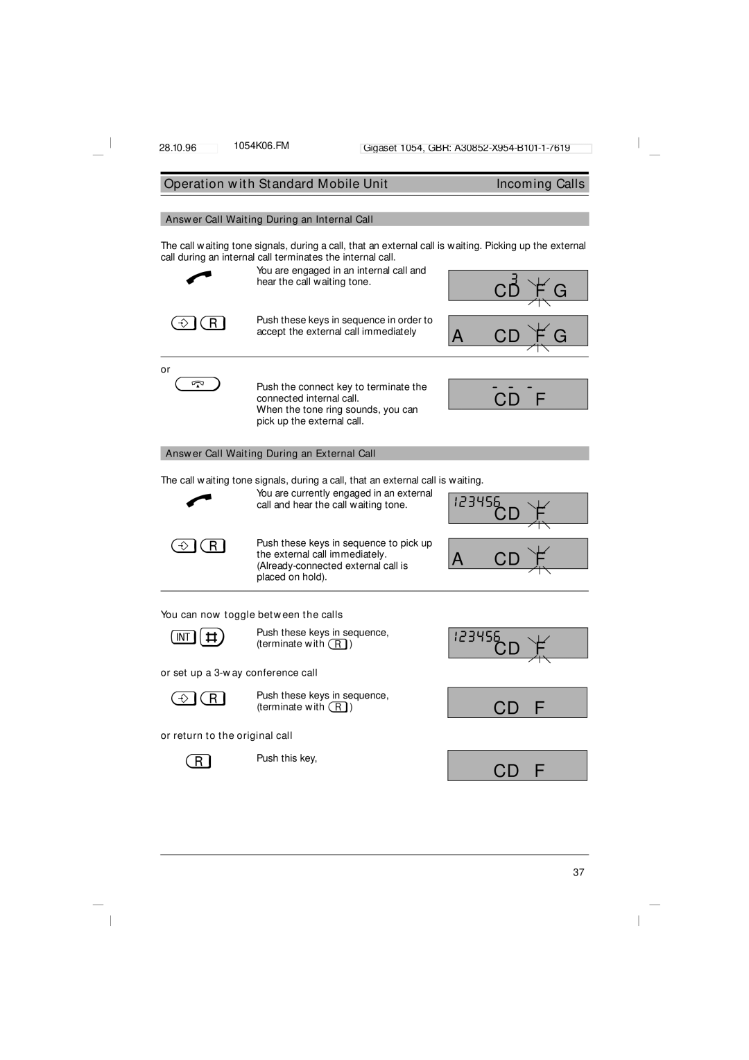 Siemens 1054 operating instructions 123456 